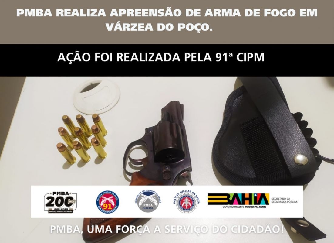 PMBA APREENDE ARMA DE FOGO EM VÁRZEA DO POÇO