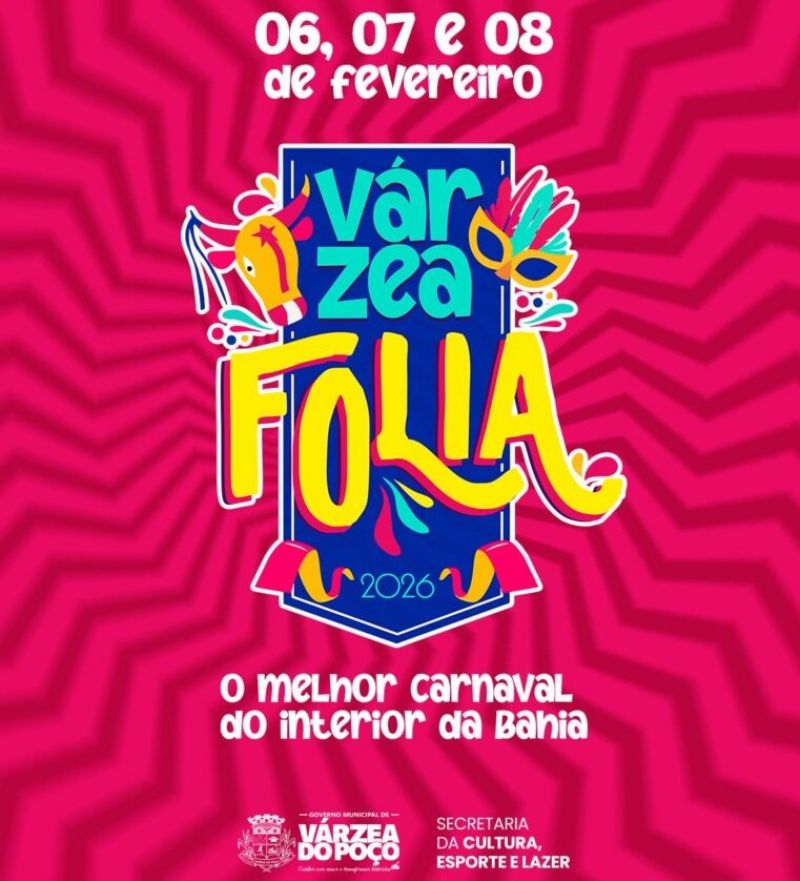 Várzea Folia 2026: Prefeitura de Várzea do Poço confirma grade do Carnaval