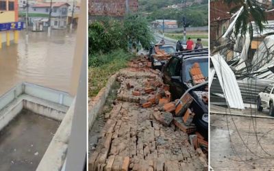 Chuva e ventania causam transtornos, prejuízos e alagamentos em Jacobina, veja vídeo